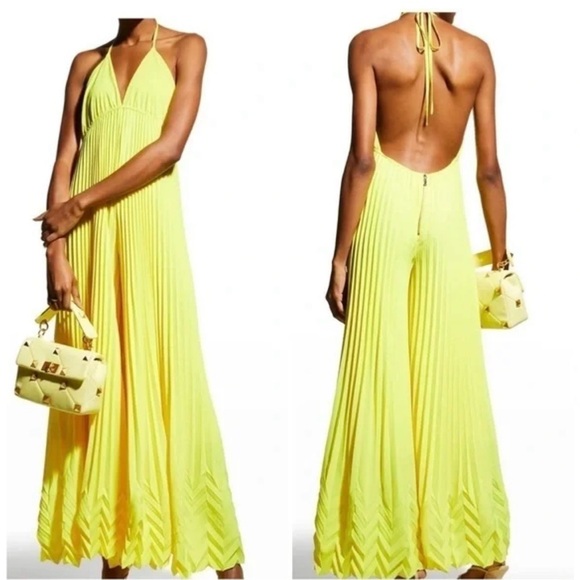 Alice + Olivia Sunny Yellow Wide Leg Jumpsuit - Picture 3 of 6